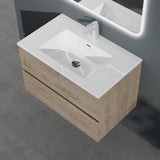 glasvilla Badmöbel-Set Waschtisch mit Unterschrank Mineralguss Waschbecken Waschbeckenunterschrank  2-Schubladen Soft-Close Aqualis