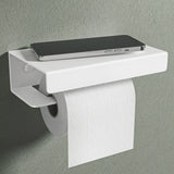 Porte-papier toilette Glasvilla avec étagère, support de papier toilette WC en alliage d'aluminium, dérouleur de papier toilette Lino-05