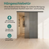 glasvilla Porta Scorrevole in Vetro Temperato 8mm, Binario e Maniglia in Lega di Alluminio per Bagno Cucina Studio Ufficio, Muranino-001