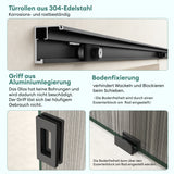 glasvilla Porta Scorrevole in Vetro Temperato 8mm, Binario e Maniglia in Lega di Alluminio per Bagno Cucina Studio Ufficio, Muranino-001