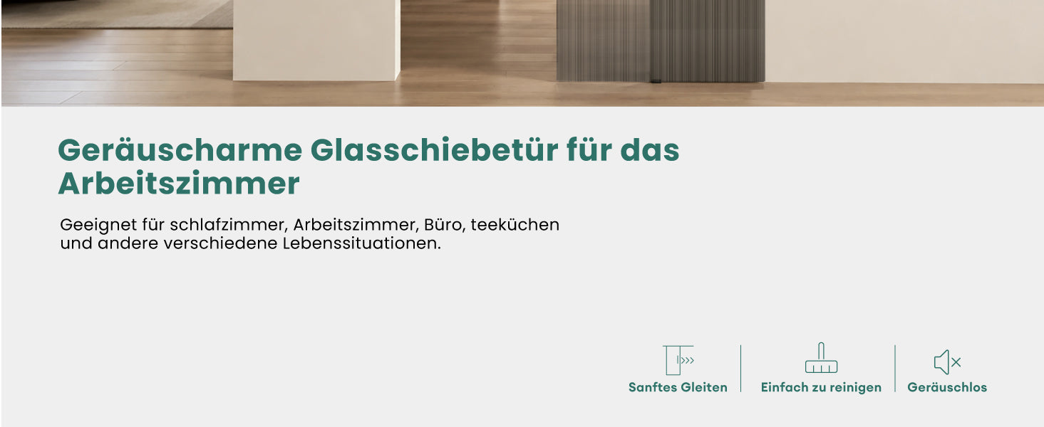 glasvilla Porta Scorrevole in Vetro Temperato 8mm, Binario e Maniglia in Lega di Alluminio per Bagno Cucina Studio Ufficio, Muranino-001