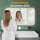 glasvilla Miroir Mural de Salle de Bain Miroir de Salle de Bain LED avec Interrupteur Tactile Antibuée Couche Antibuée