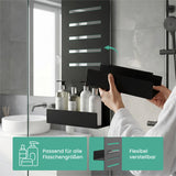 glasvilla Duschablage zum Hängen, Duschregal Ohne Bohren für Glasduschtüren, Hängeregal mit 2 Etagen und 3 Haken, Badezimmer Organizer  Oryne-01