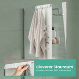 glasvilla Duschablage zum Hängen, Duschregal Ohne Bohren für Glasduschtüren, Hängeregal mit 2 Etagen und 3 Haken, Badezimmer Organizer  Oryne-01