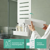 glasvilla Duschablage zum Hängen, Duschregal Ohne Bohren für Glasduschtüren, Hängeregal mit 2 Etagen und 3 Haken, Badezimmer Organizer  Oryne-01