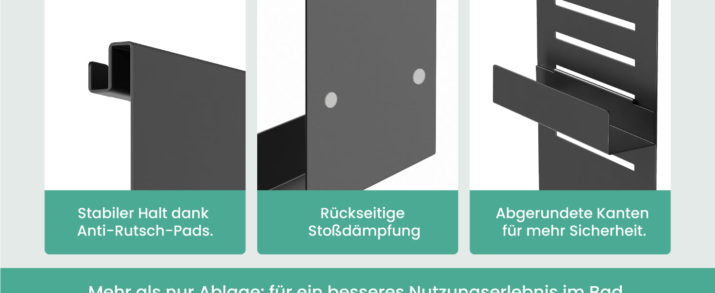 glasvilla Duschablage zum Hängen, Duschregal Ohne Bohren für Glasduschtüren, Hängeregal mit 2 Etagen und 3 Haken, Badezimmer Organizer  Oryne-01