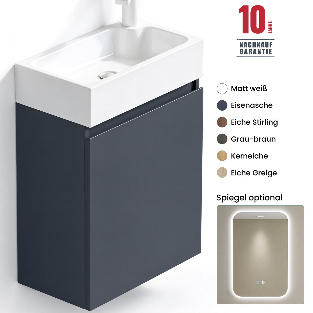 glasvilla Ensemble de Meubles de Salle de Bain avec Lavabo Blanc et Meuble Sous-Vasque LTH 46x26x63 cm Pisa02
