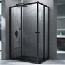 glasvilla Duschkabine con puerta corredera doble puerta de ducha entrada de esquina vidrio real efecto loto 6mm vidrio de seguridad ESG Ravenna16K negro