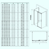glasvilla U-Form Cabina de Ducha Sin Marco 195cm Puerta Corredera Separación de Ducha 8mm ESG Nano Cristal Claro Soporte de 4 Puntos Mampara de Ducha Rav17-2UK