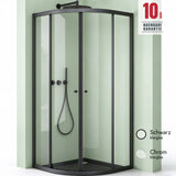 glasvilla Cabina de ducha cuarto de círculo Ducha separación de ducha con 2 puertas correderas vidrio de seguridad ESG recubrimiento Nano Ravenna32K