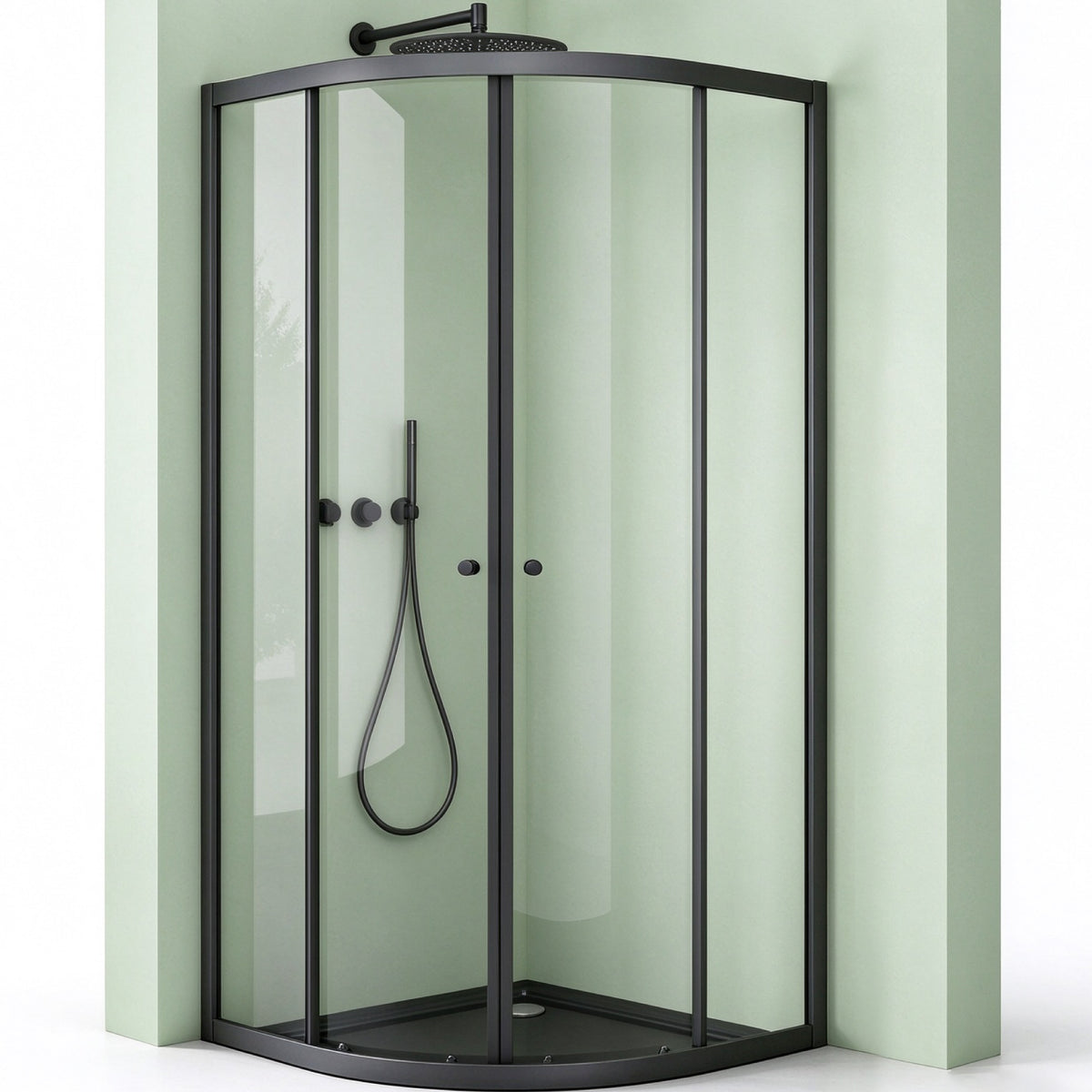 glasvilla Cabina de ducha cuarto de círculo Ducha separación de ducha con 2 puertas correderas vidrio de seguridad ESG recubrimiento Nano Ravenna32K