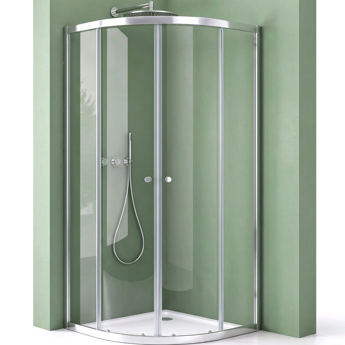 glasvilla Cabina de ducha cuarto de círculo Ducha separación de ducha con 2 puertas correderas vidrio de seguridad ESG recubrimiento Nano Ravenna32K