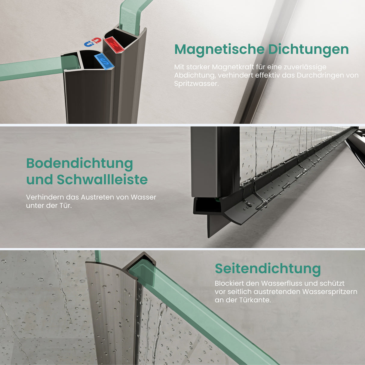 glasvilla Fünfeckdusche mit Drehtür Duschkabine Eckdusche 8mm ESG-Sicherheitsglas Nano-Beschichtung Duschabtrennung Ravenna68K-Plus