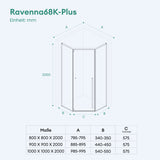 glasvilla Fünfeckdusche mit Drehtür Duschkabine Eckdusche 8mm ESG-Sicherheitsglas Nano-Beschichtung Duschabtrennung Ravenna68K-Plus