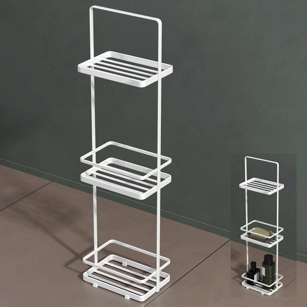 Estantería de baño Glasvilla Reglo-02,  Estante de pie metálico de 3 niveles