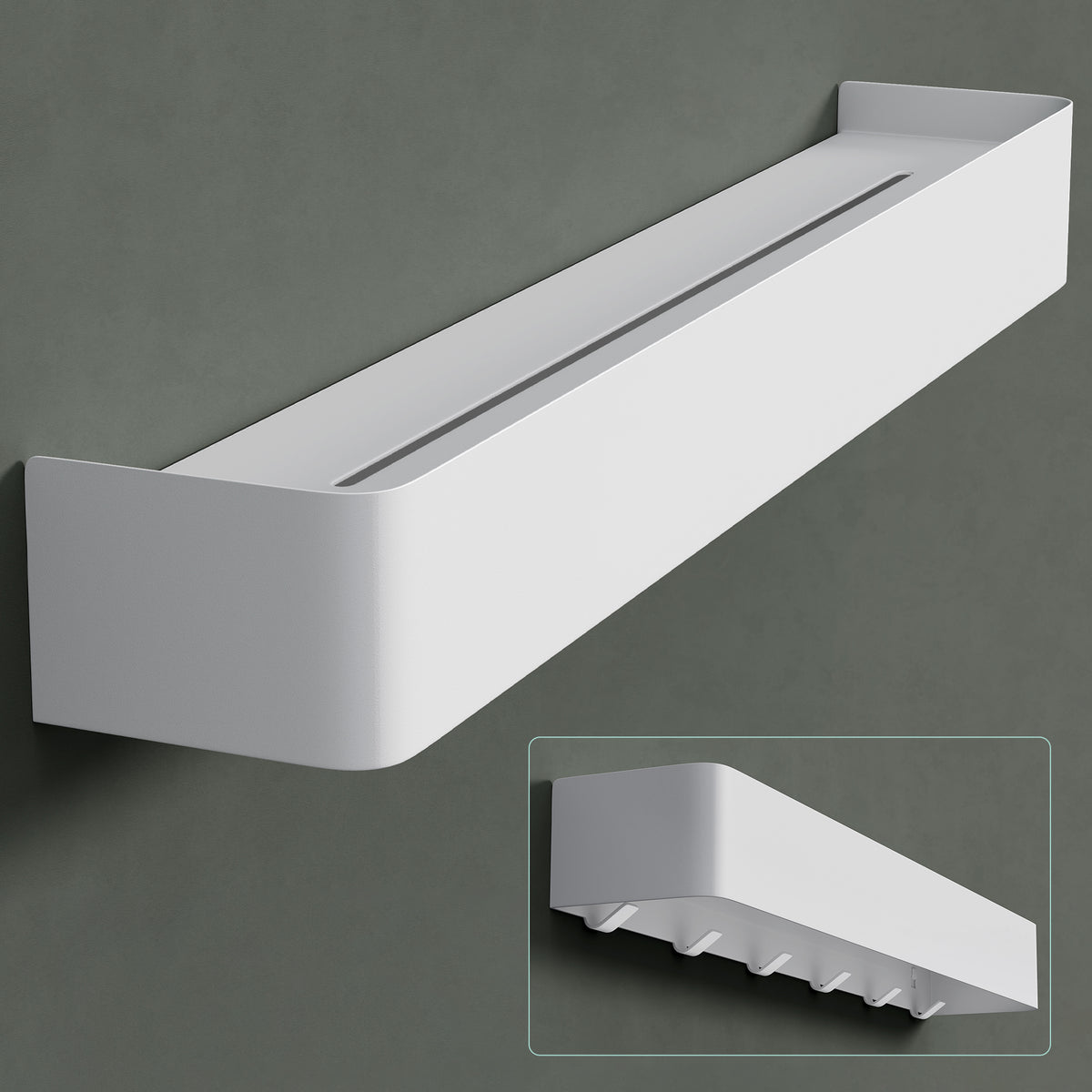 glasvilla Étagère de douche à percer ou à coller, Étagère de douche avec crochets, Étagère murale de salle de bain, Organisateur de salle de bain Reglo-05