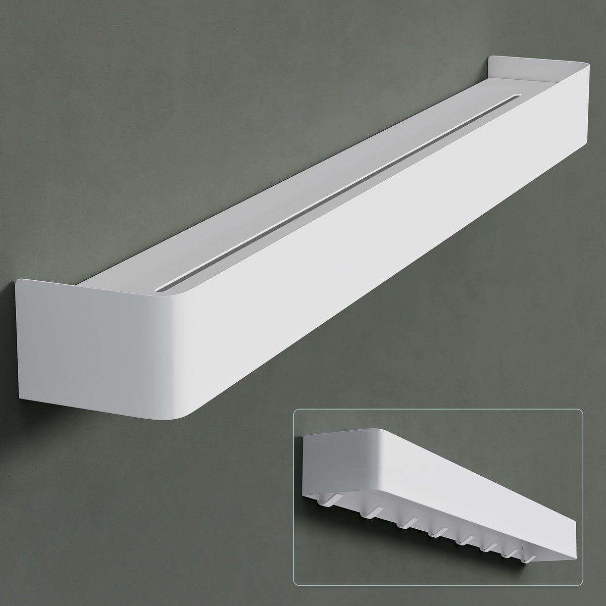 glasvilla Étagère de douche à percer ou à coller, Étagère de douche avec crochets, Étagère murale de salle de bain, Organisateur de salle de bain Reglo-05