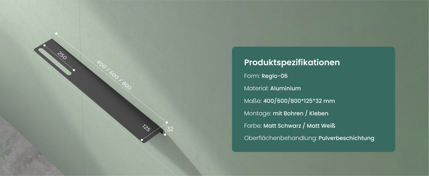 glasvilla Duschablage zum Bohren oder Kleben Duschregal Badablage aus Aluminium Badezimmerablage zur Wandmontage Badezimmer Organizer Reglo-06