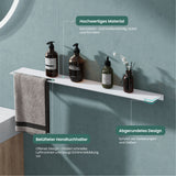 glasvilla Mensola da Parete Multifunzionale, Mensola per Doccia in Alluminio con Portasciugamani Mensola da Appendere per Bagno e Cucina, Reglo-06