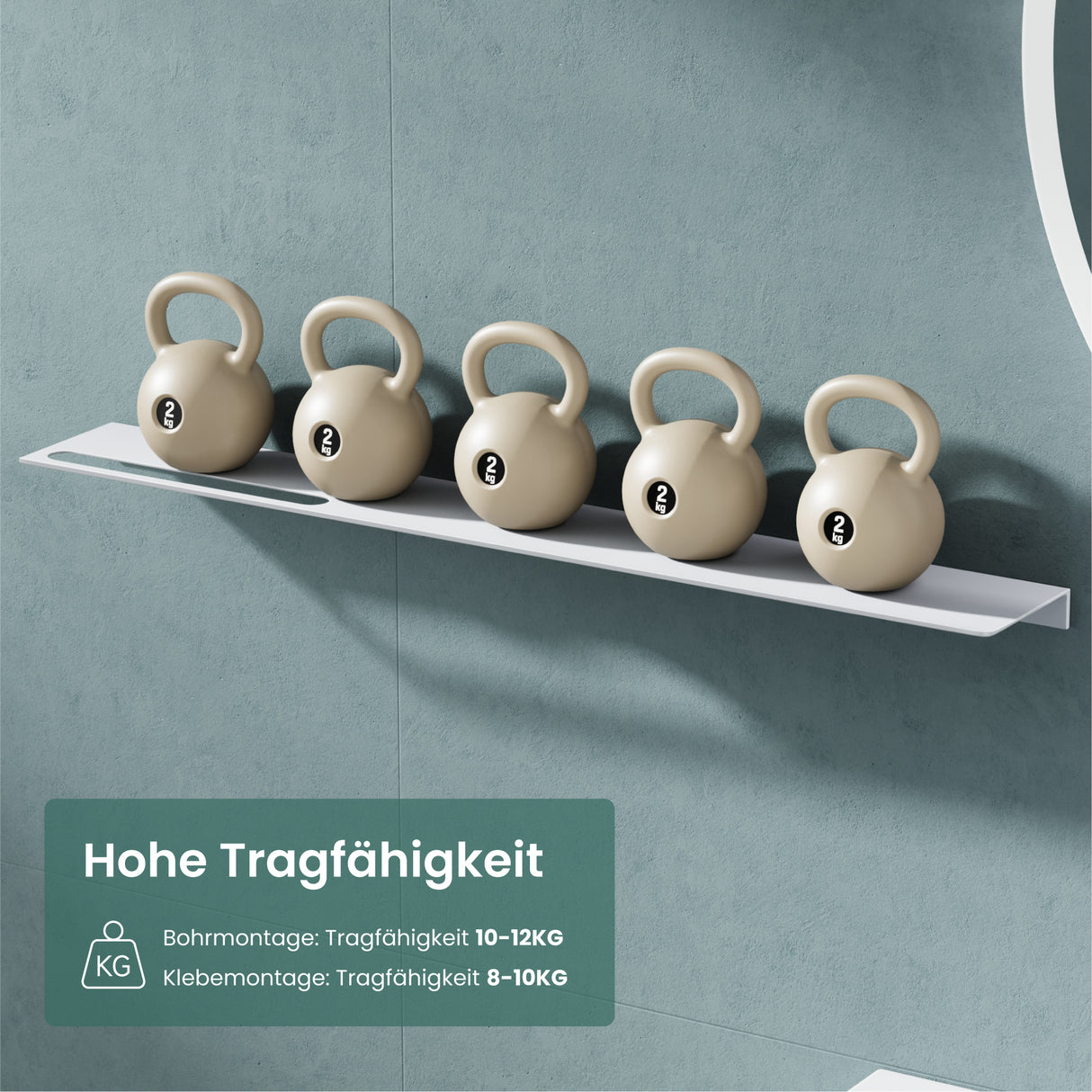 glasvilla Mensola da Parete Multifunzionale, Mensola per Doccia in Alluminio con Portasciugamani Mensola da Appendere per Bagno e Cucina, Reglo-06