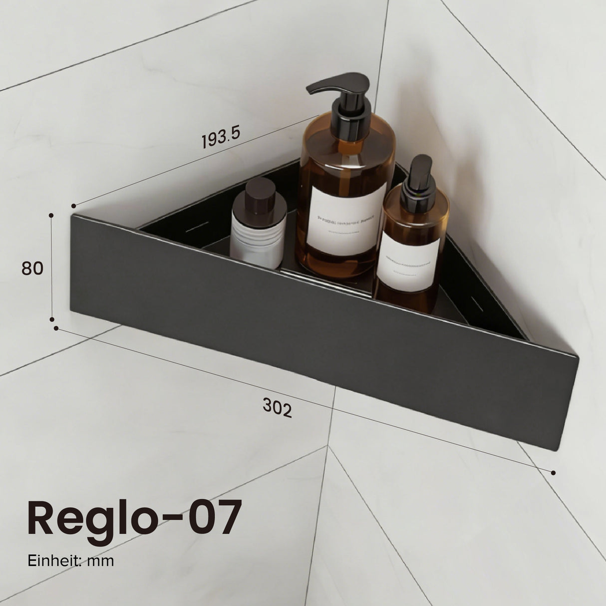 glasvilla Étagère de douche à percer ou à coller, Étagère d'angle pour douche, Étagère murale de salle de bain pour le bain et la cuisine, Reglo-07