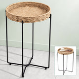 glasvilla Table basse ronde, petite table d'appoint avec plateau amovible en corde de papier, table de canapé pour salon, chambre à coucher et balcon, Reglo-08