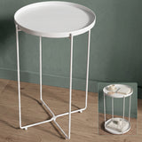 glasvilla Table basse ronde, petite table d'appoint avec plateau amovible en corde de papier, table de canapé pour salon, chambre à coucher et balcon, Reglo-08