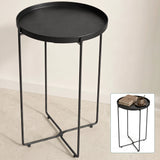 Table basse glasvilla, petite table basse avec plateau amovible en plastique PP, table d'appoint pour salon, chambre et balcon, Reglo-08