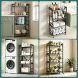 Glasvilla küchenregal stehend mit 4 Ebenen, Standregal küchen mit 4 Lenkrollen und Seitlichen Haken, Küchen Organizer für Mikrowelle, Töpfe & Gewürze,  Reglo-13