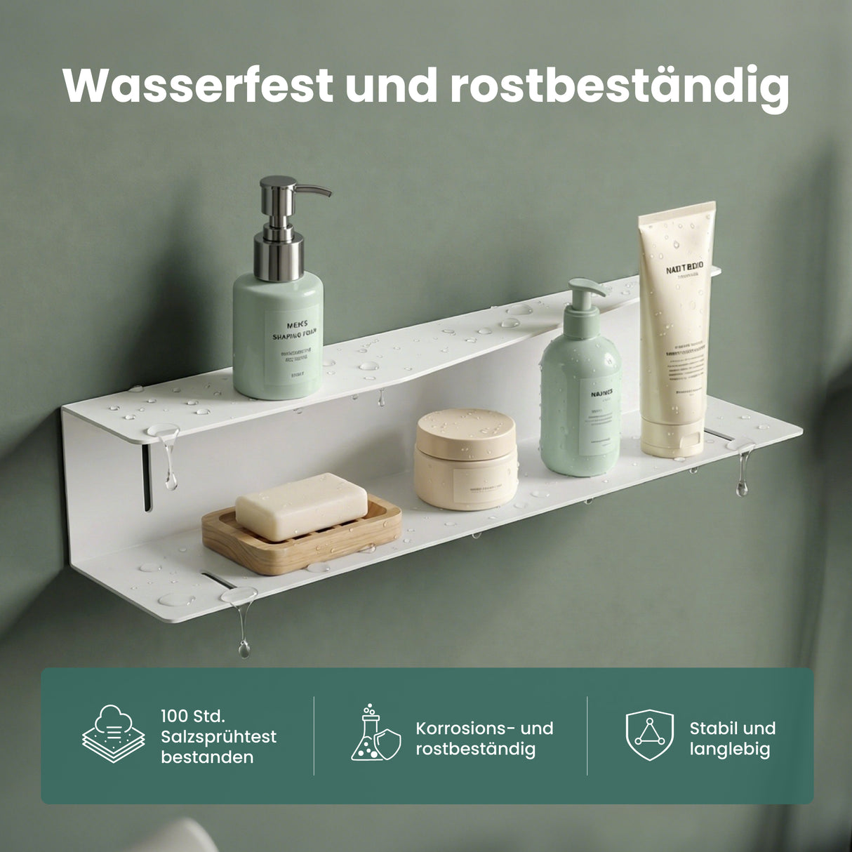 glasvilla Duschablage zum Bohren oder Kleben, Duschregal Badezimmerablage , Shampoo Halterung für Dusche, Badezimmer Organizer  Reglo-15