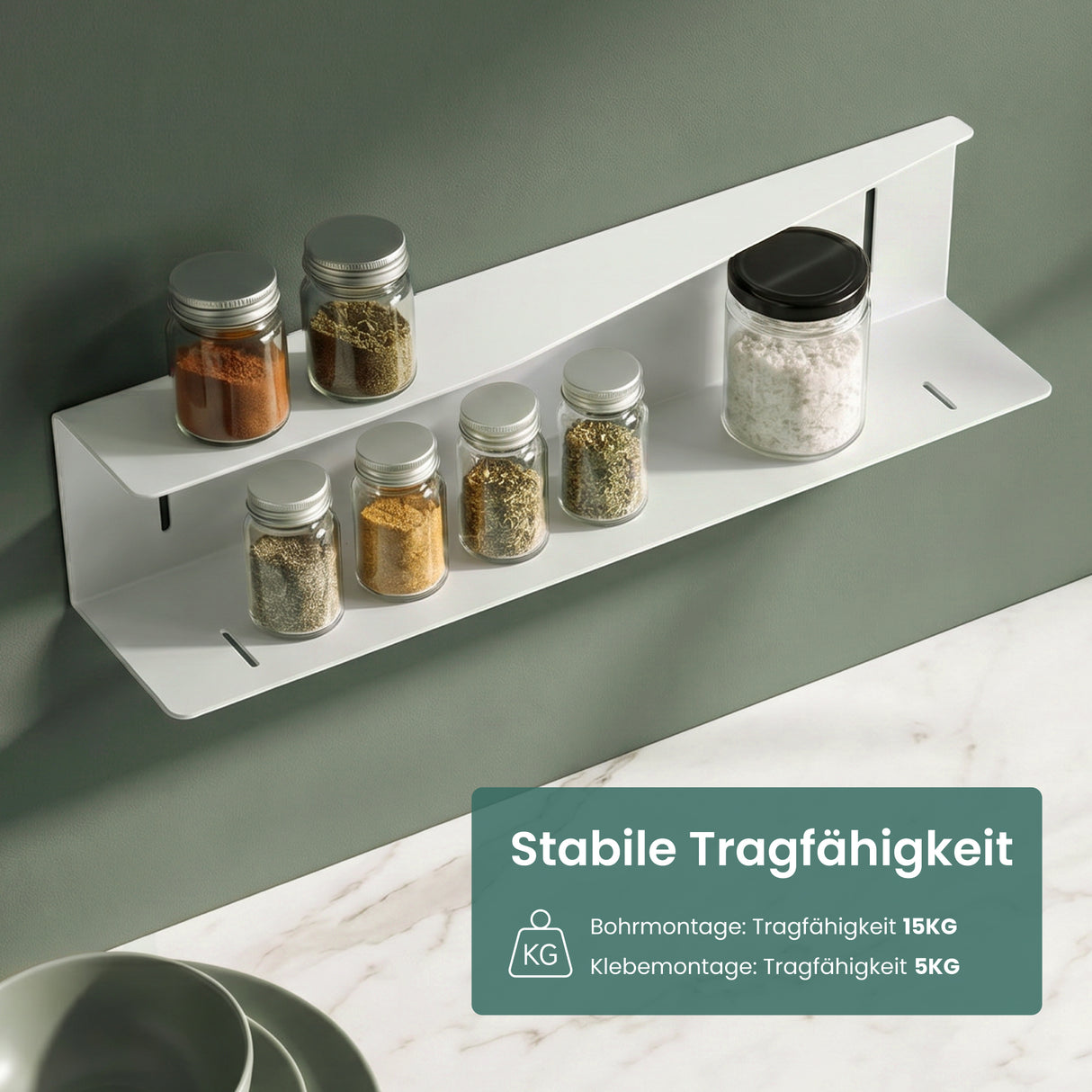 glasvilla Duschablage zum Bohren oder Kleben, Duschregal Badezimmerablage , Shampoo Halterung für Dusche, Badezimmer Organizer  Reglo-15