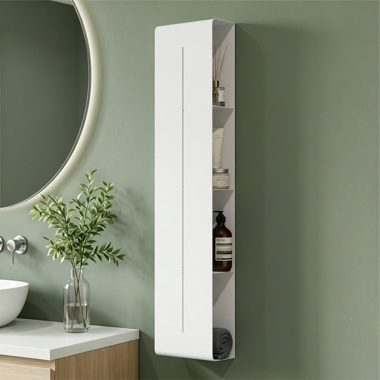 Glasvilla Duschregal mit 4 Ablagen, Duschablage schmal, Wandregal Shampoo Halterung für Dusche, Badezimmer Organizer  Reglo-16