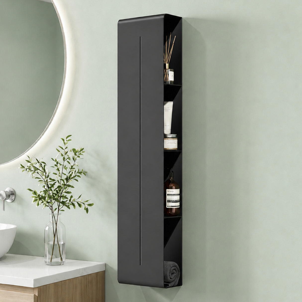 Glasvilla Duschregal mit 4 Ablagen, Duschablage schmal, Wandregal Shampoo Halterung für Dusche, Badezimmer Organizer  Reglo-16
