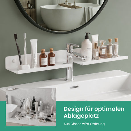 Glasvilla Duschregal zum Bohren oder Kleben, Waschbeckenregal über Wasserhahn, Wandregal für Küche und Bad, Badezimmer Organizer  Reglo-17