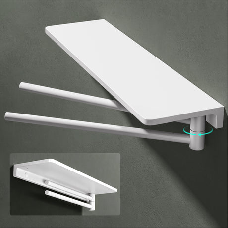 glasvilla Étagère de douche à percer, Étagère de douche avec 2 barres porte-serviettes en alliage d'aluminium, Étagère de salle de bain à fixer au mur, Organisateur de salle de bain Reglo-19