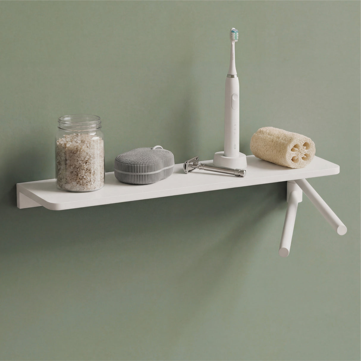 glasvilla Duschablage zum Bohren, Duschregal mit 2 Handtuchstangen aus Aluminiumlegierung, Badezimmerablage zur Wandmontage, Badezimmer Organizer  Reglo-19