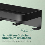 glasvilla Wandgarderobe mit Ablage, Garderobenleiste  50cm, Reglo-20 | Inkl.7 Garderobenhaken; als Wandhaken oder Kleiderhaken, Klebe- oder Bohrmontage, für Bad, Küche, Flur