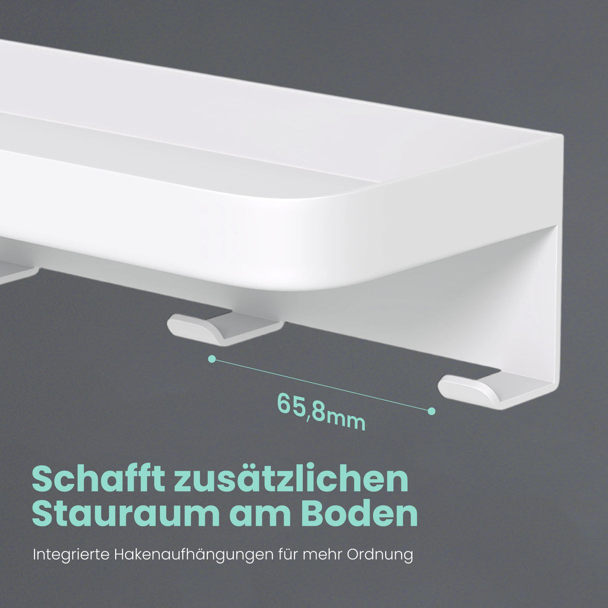 glasvilla Wandgarderobe mit Ablage, Garderobenleiste  50cm, Reglo-20 | Inkl.7 Garderobenhaken; als Wandhaken oder Kleiderhaken, Klebe- oder Bohrmontage, für Bad, Küche, Flur