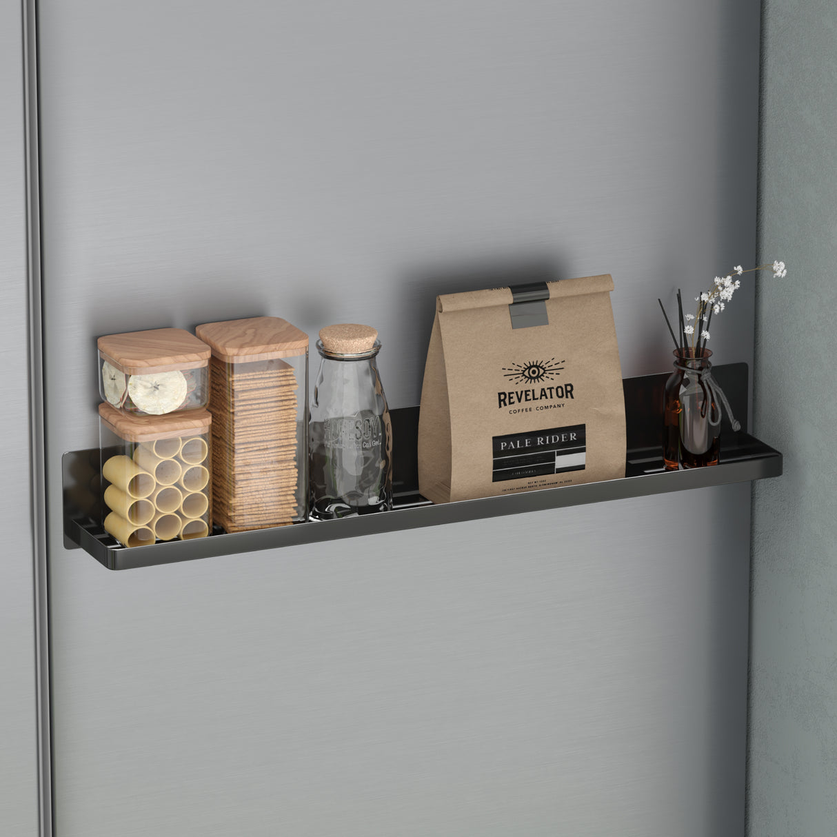 glasvilla Mensola da Parete Multifunzionale Senza Foratura, Mensola Magnetica per Doccia in Acciaio al Carbonio con Strato Antiruggine per Bagno e Cucina, 60cm, Reglo-01