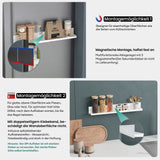 glasvilla Mensola da Parete Multifunzionale Senza Foratura, Mensola Magnetica per Doccia in Acciaio al Carbonio con Strato Antiruggine per Bagno e Cucina, 60cm, Reglo-01