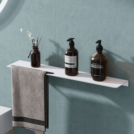 glasvolla Duschablage zum Bohren oder Kleben Duschregal Badablage aus Aluminium Badezimmerablage zur Wandmontage Badezimmer Organizer Reglo-06