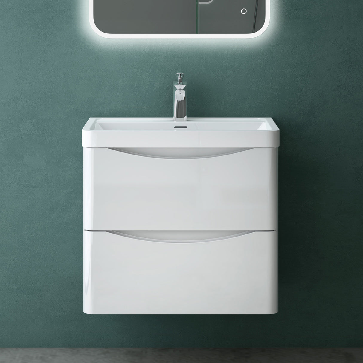 glasvilla Badmöbel set Waschtisch mit Unterschrank Waschbeckenunterschrank mit Softclose Schubladen inkl. Waschbecken 60cm Smile