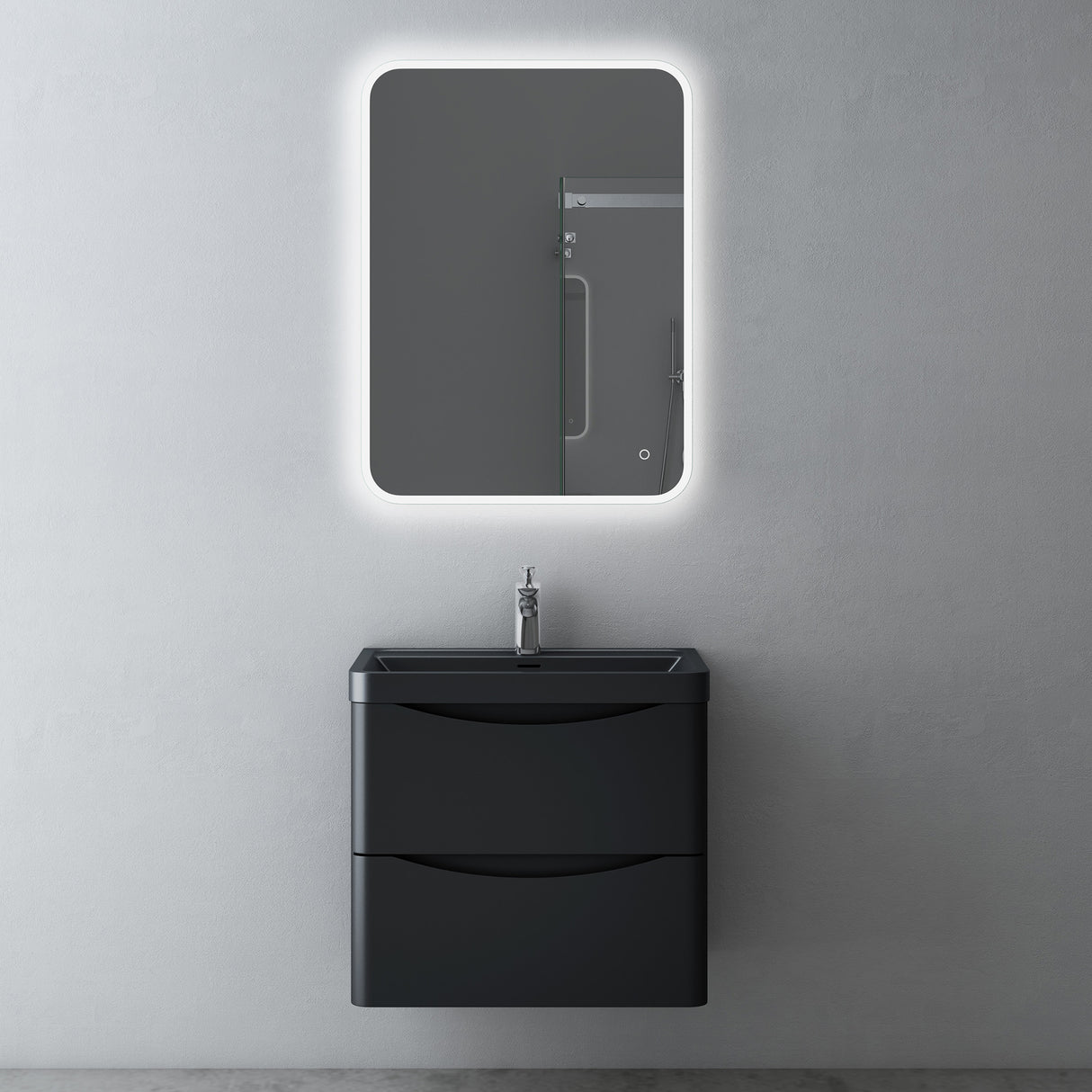 glasvilla Badmöbel set Waschtisch mit Unterschrank Waschbeckenunterschrank mit Softclose Schubladen inkl. Waschbecken 60cm Smile