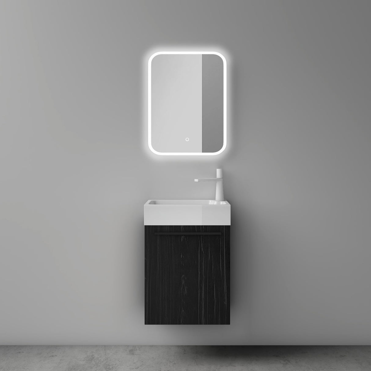 glasvilla Badmöbelset Kleiner Waschbeckenunterschrank 46 cm Unterschrank mit Weiß Waschschbecken aus Mineralguss für Gäste-WC Pisa