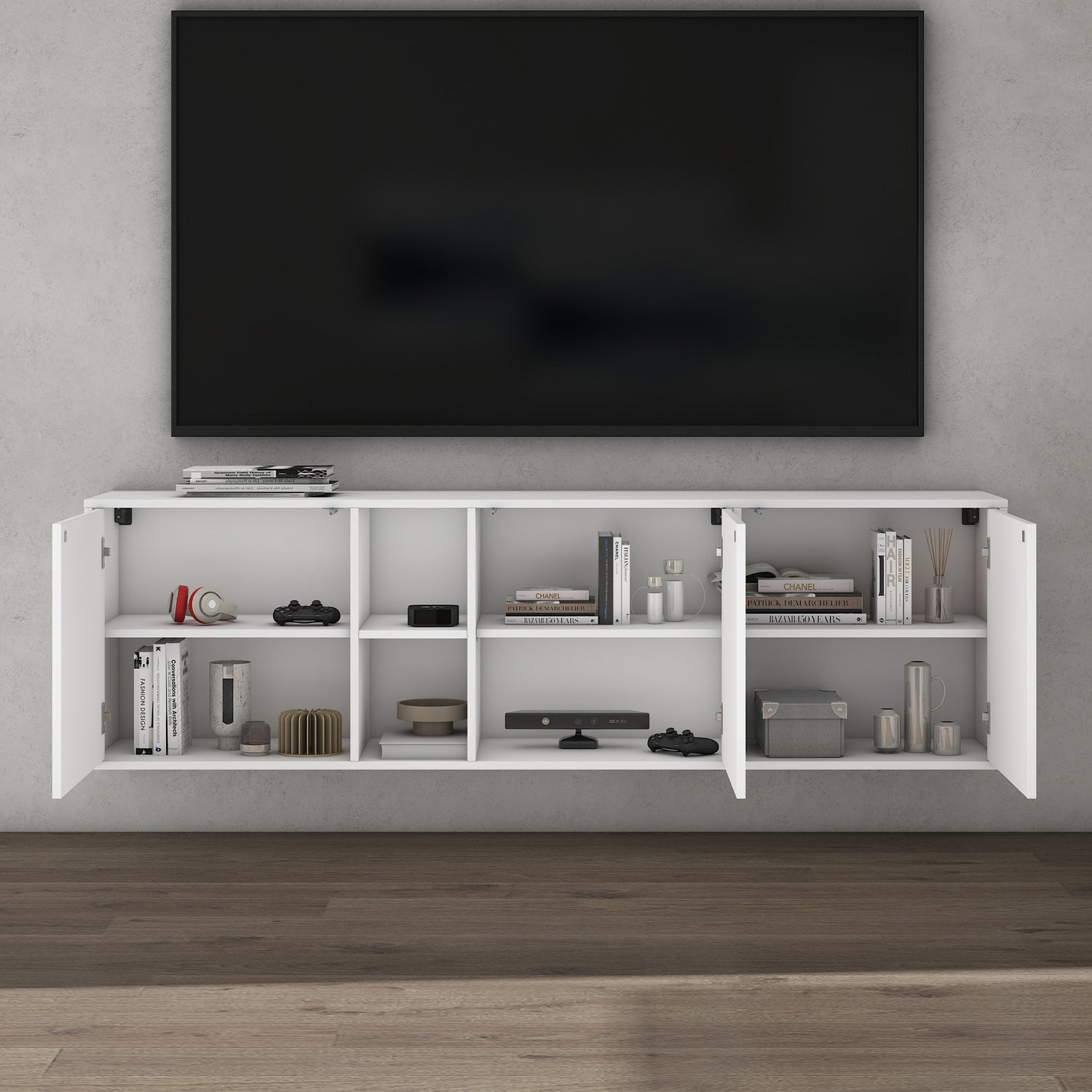 glasvilla Möbel Schrank mit 3 Türen und 2 Fächern Kommode  Sideboard viel Stauraum für Wohnbereich Schrank02