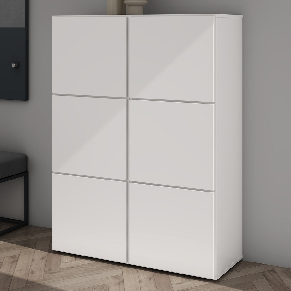 glasvilla Schuhschrank Schuhkommode mit 3 Schränken BTH: 45x36x120 cm Schuhregal Möbel Schuhschrank02