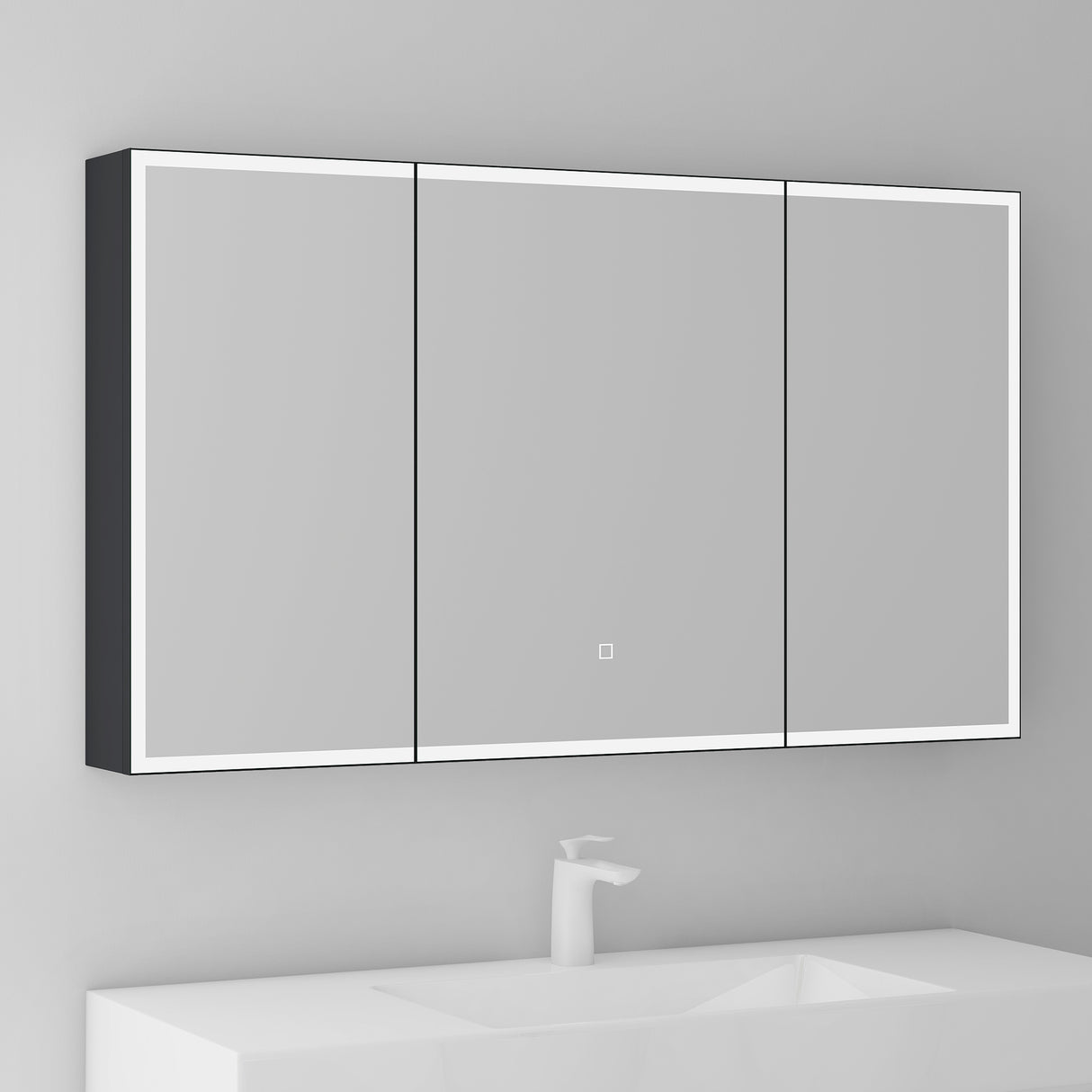 glasvilla Spiegelschrank Bad mit LED Beleuchtung Badezimmerschrank Hängeschrank Badezimmerspiegel Spiegelschrank-04