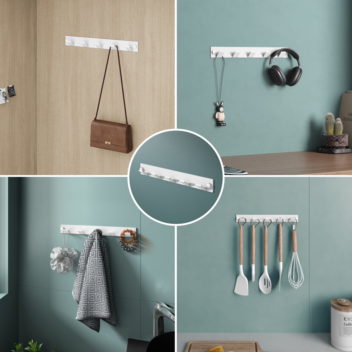Glasvilla Design Perchero de Pared con Ganchos Plegables Stalo-02+03 – Aluminio Minimalista y Elegante