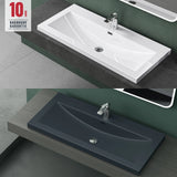 Lavabo Glasvilla Col01 Mineral Cast Rectangular con Desbordamiento y Orificio para Grifo