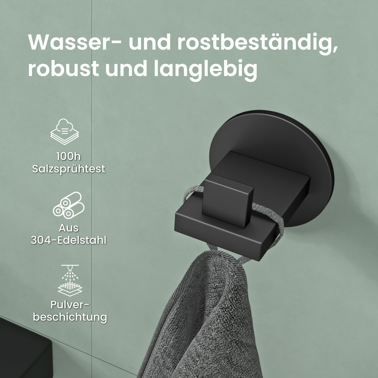 Glasvilla Design – Ganchos de pared de acero inoxidable Stalo-08 / Stalo-09 con montaje adhesivo o atornillado